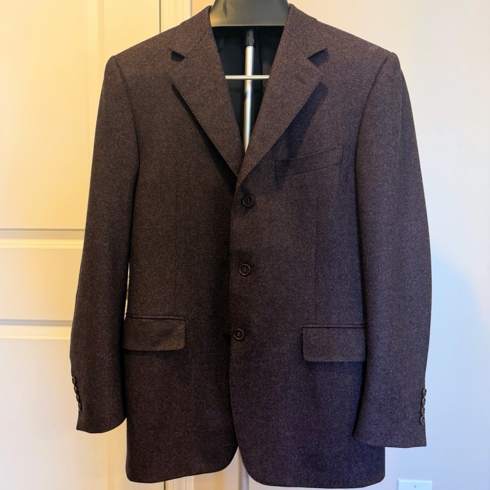 Canali Blazer Mens 38R Brown Purple Wool Cashmere Sport Coat Italy Made Luxury